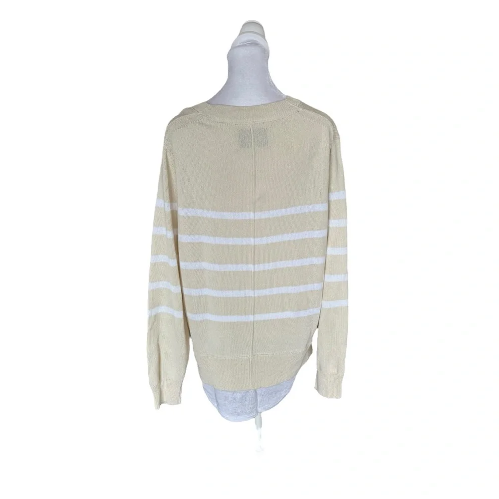 Brochu Walker - Roan Layered Stripe Henley Preppy Fisherman Sweater Sz L